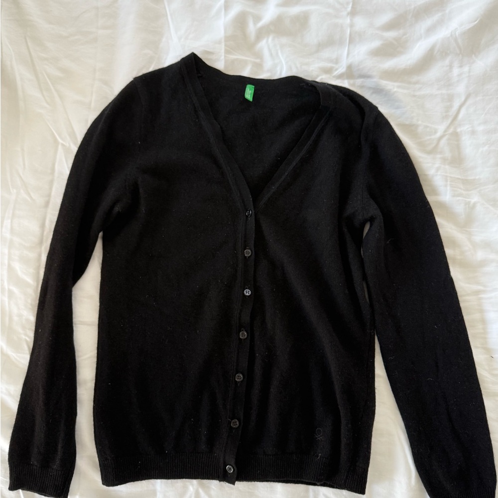Benetton- 100% wool Black Women's Cardigan